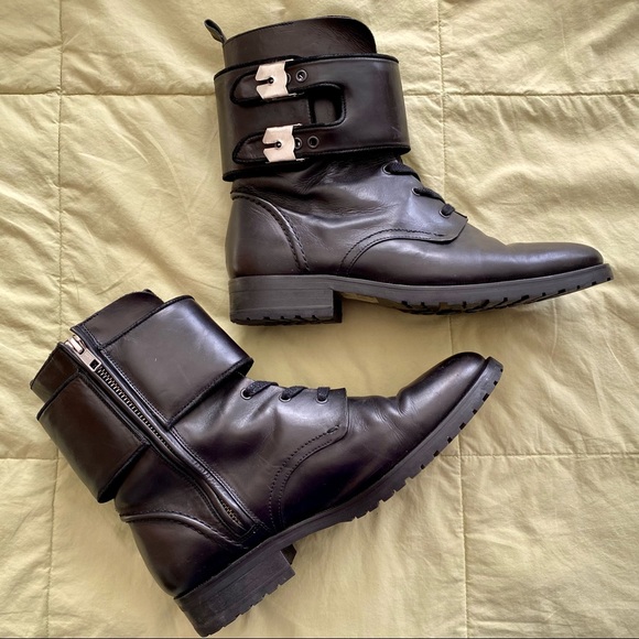 IRO Nels Black Leather Combat Boot Size 39 8.5 9 - Picture 4 of 9